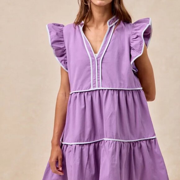 ✨NWT BiBi Gameday Theme Contrast‎ Binding Ruffled Dress - Picture 2 of 14